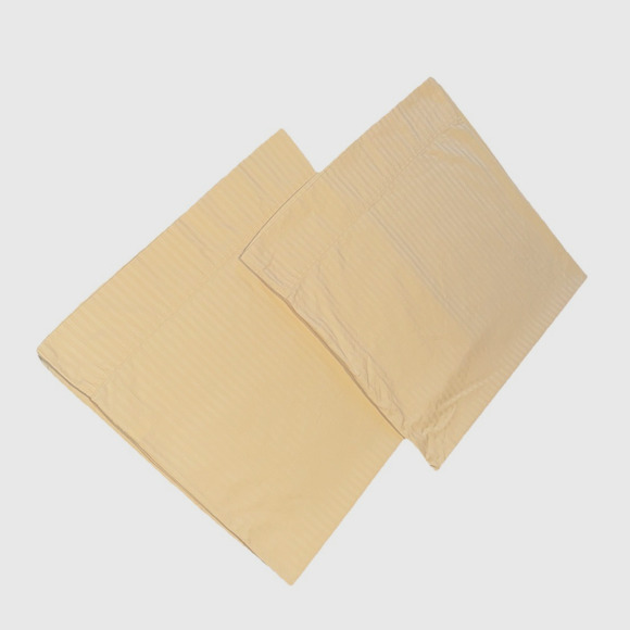 Hotel Collection Pair Luxury Cotton Pillowcases Yellow Damask Stripe 2 King Size